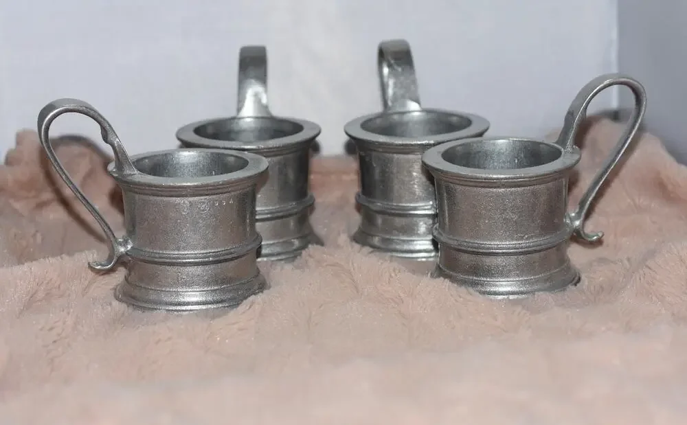 Mid Century Wilton Armentale Pewter Plough Tavern Mug Holder - Set of 4